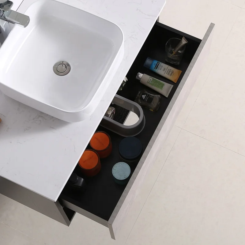 
Luxury BC008MFP wall mounted solid wood cabinet Intelligent luminous led mirror vanity bath furniture 