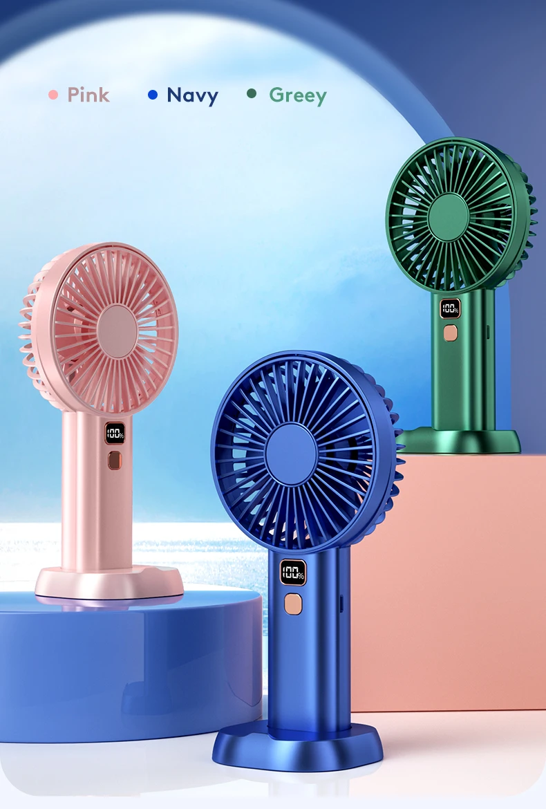 F6 mini jet fan USB Large Air Volume Handheld Fan Battery Charging Digital Display Desktop Handheld Mini Electric Fan