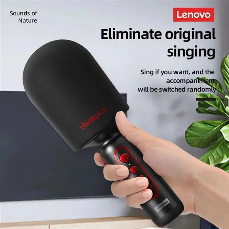 Lenovo M1 live streaming Built-in Sound Card Portable Handheld Smartphones karaoke Wireless Blue tooth Microphone with speaker