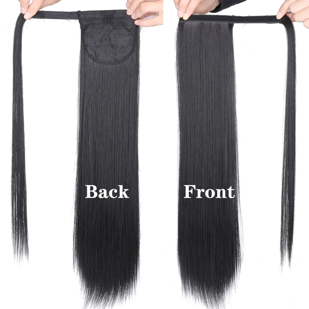 DKL 10-50 Inch Brazilian Straight Ponytail Clip-In Hair Extension Natural Color Yaki Body Wave Styles Magic Paste Wrap Stick-On