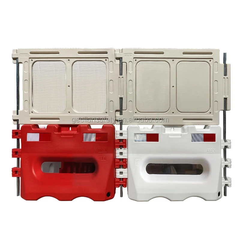 Yellow Red Gate Pedestrian Fence Plastic Water Filled Road Safety road Barrier