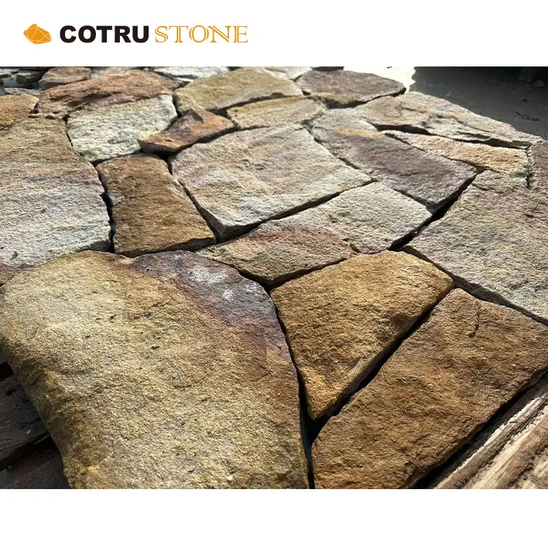 Hot sale natural stone limestone beige random loose limestone wall cladding exterior slate outdoor floor tiles limes