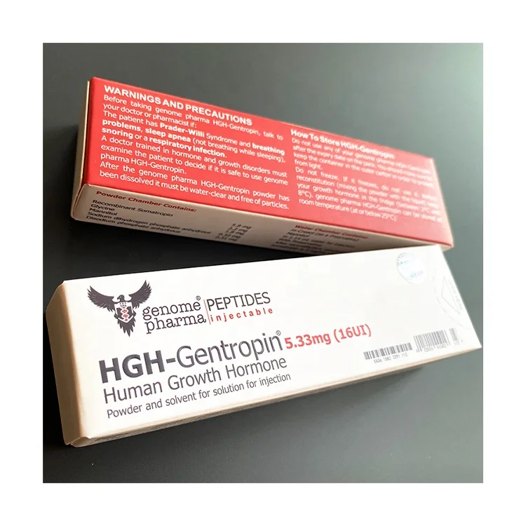 Box samples genome pharma peptides packing HGH-Gentropin hormone powder and solvent paper box