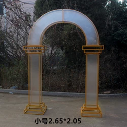 2022 new European style sunshine board golden arch square column wedding background props arch wedding