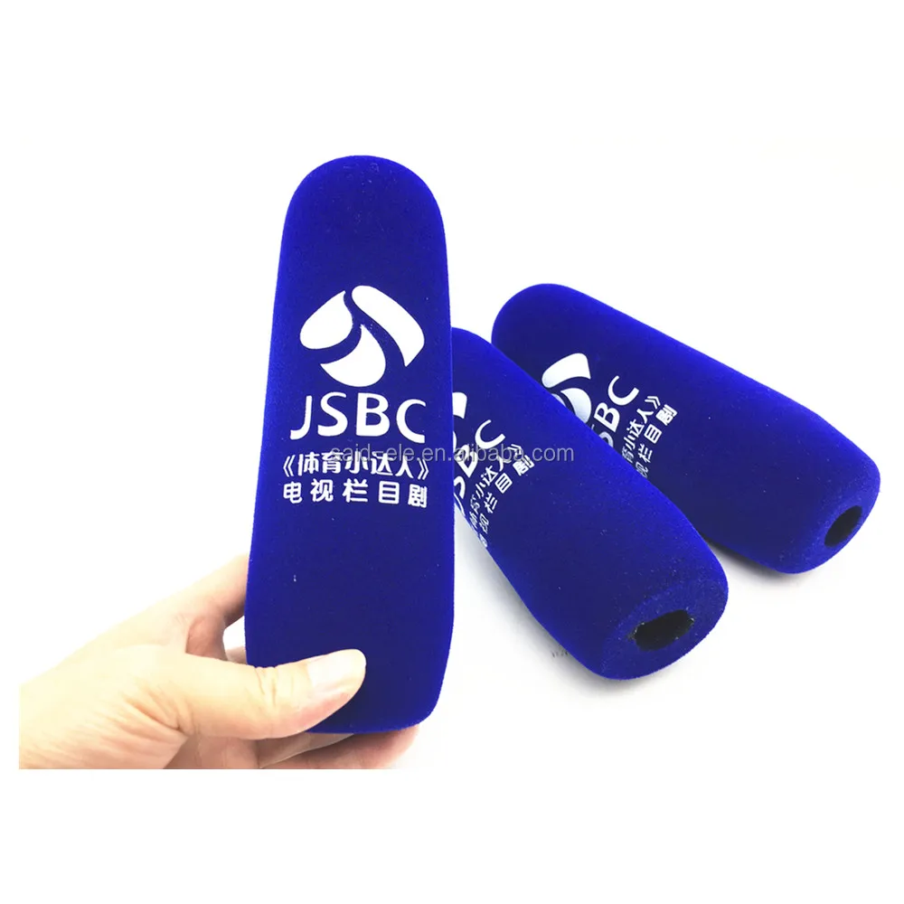 Shutgun mic foam windscreen TV reporter mic sponge custom logo printed long mic flag
