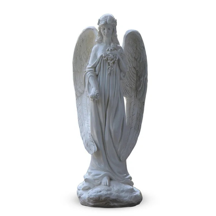 Famous-marble-statues carved-big-wings-marble-angel- shield statue marble statue angel square