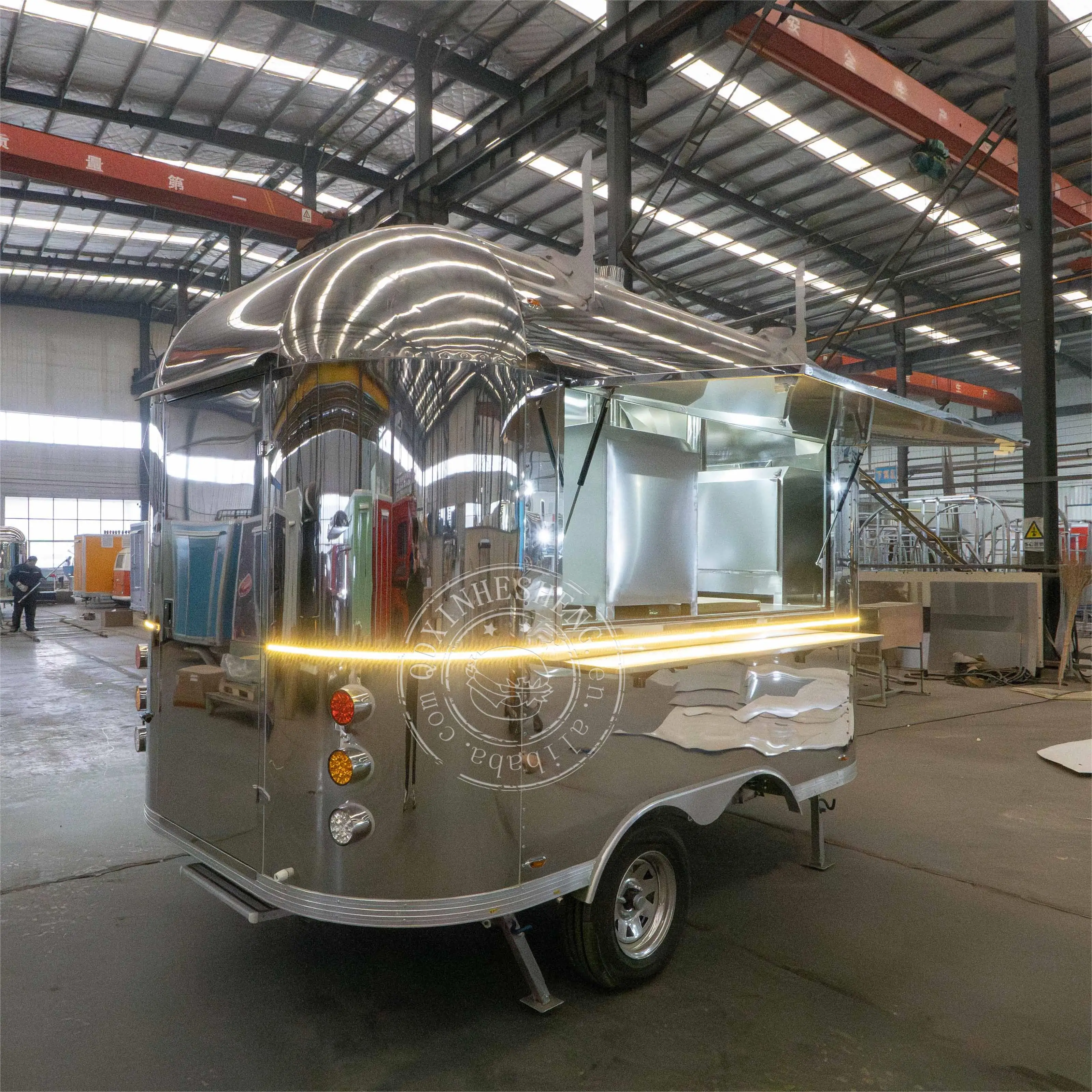 stainless steel  beer trailer fully equipped with working bench