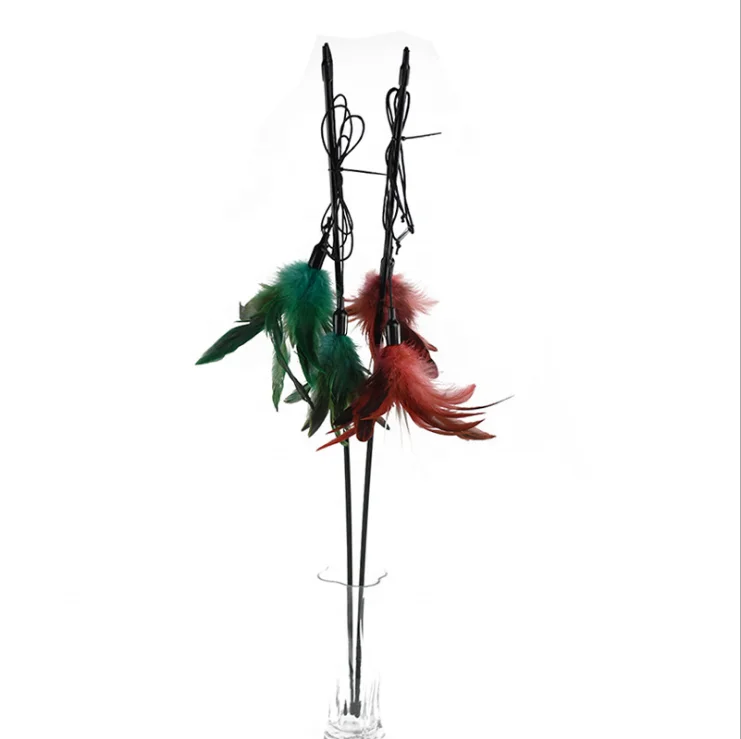 
High quality double long pole cat feather teaser 