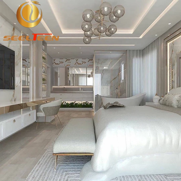 Villa Design Furniture Bedroom Set Wooden Comfortable Antique Bedroom Set