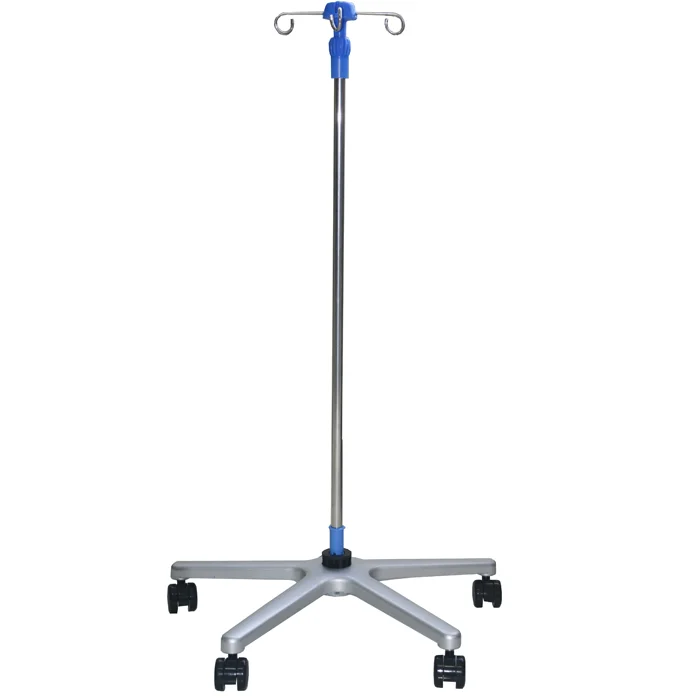 
5 Legs Adjustable Medical Infusion Stand Stainless Steel IV Pole Mobile IV Drip Stand with 300mm Aluminum Base 