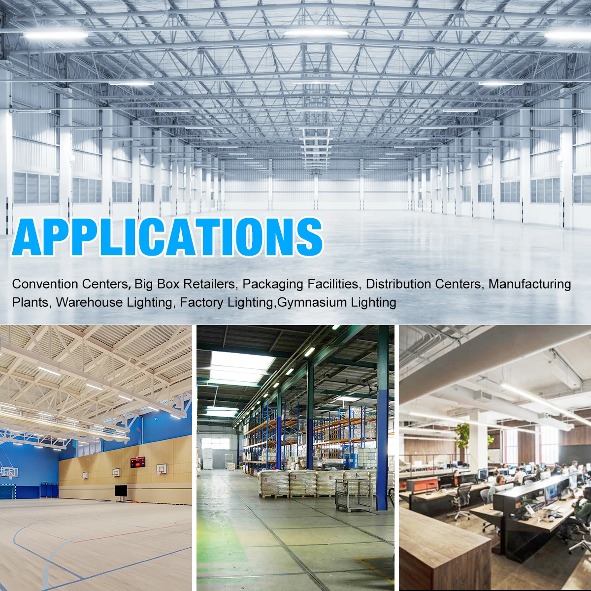 ROMANSO UL DLC SAA 100W 150W 200W 250W Warehouse LED Linear High Bay Lighting