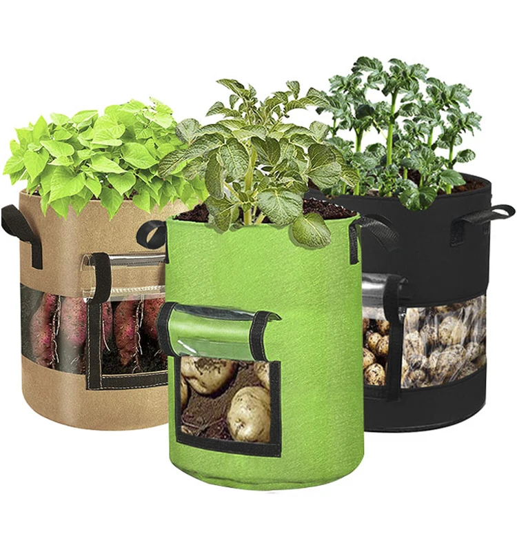 
7 10 11 gallon high quality recycled fabric potato plant grow bags with visible frame 