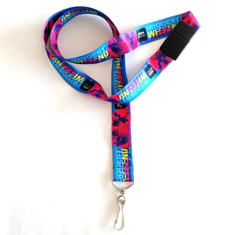 Custom heat transfer or silk screen printing or jacquard process Logo webbing lanyard Commercial support