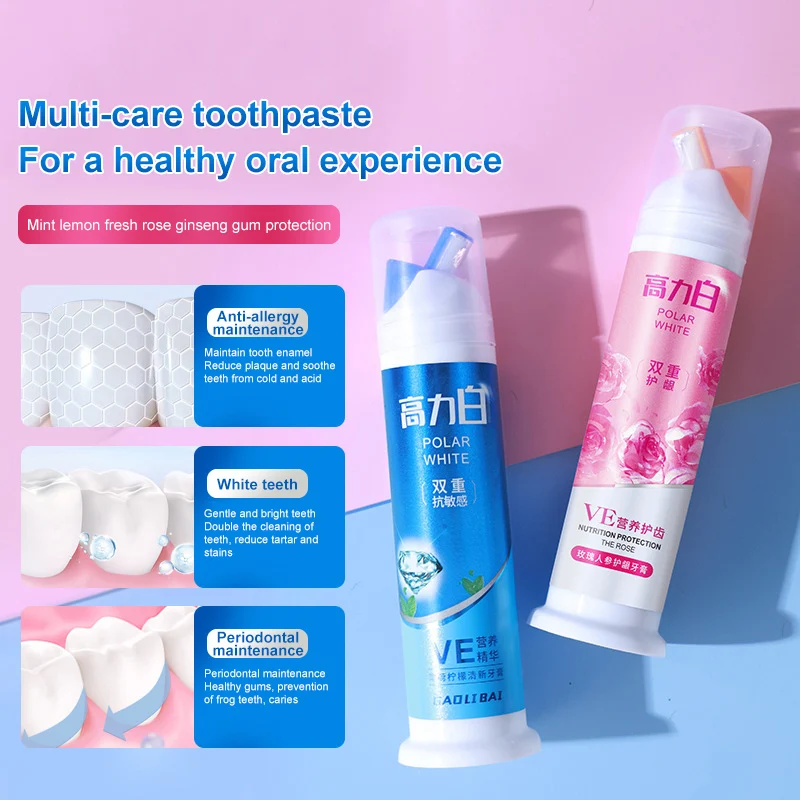 Wholesale Vitamin E Nutrition Dual Anti-Sensitive Mint Lemon Rose Ginseng Remove Stains Toothpaste