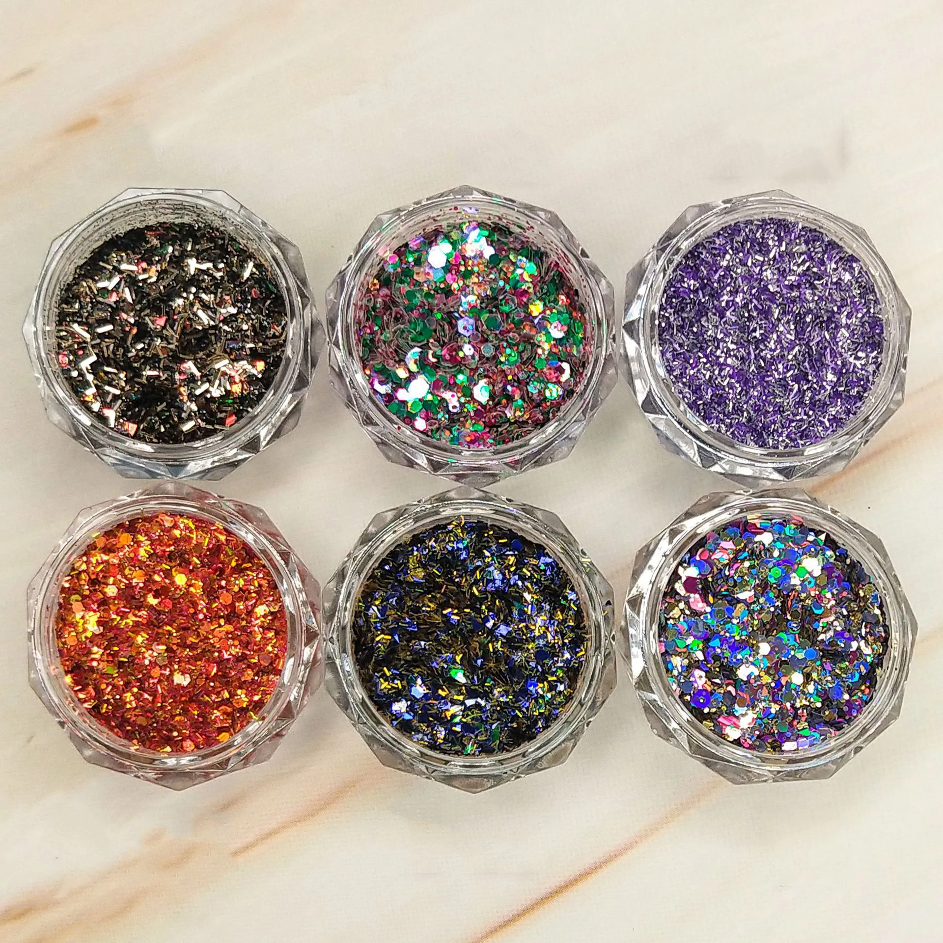 Wholesale Nail Supplies 4 Colors Reflective Glitter Sequin Nail Art Pigment Powder Set For Party