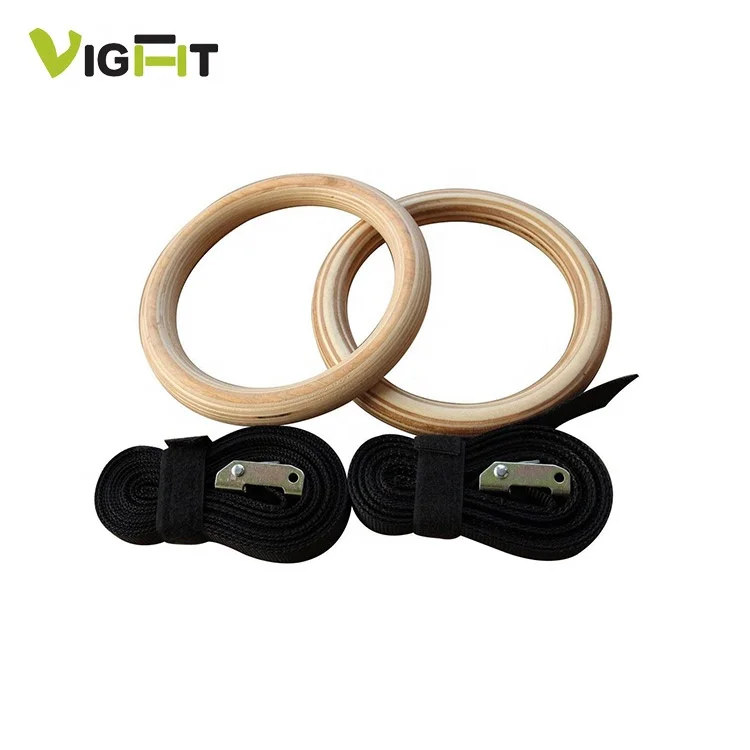 New style easy carry wooden hand grip rings wood gymnastic fitness ring