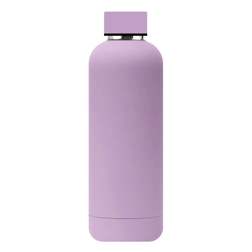 Custom logo rubber paint double wall stainless steel vacuum flask water bottle 750ml