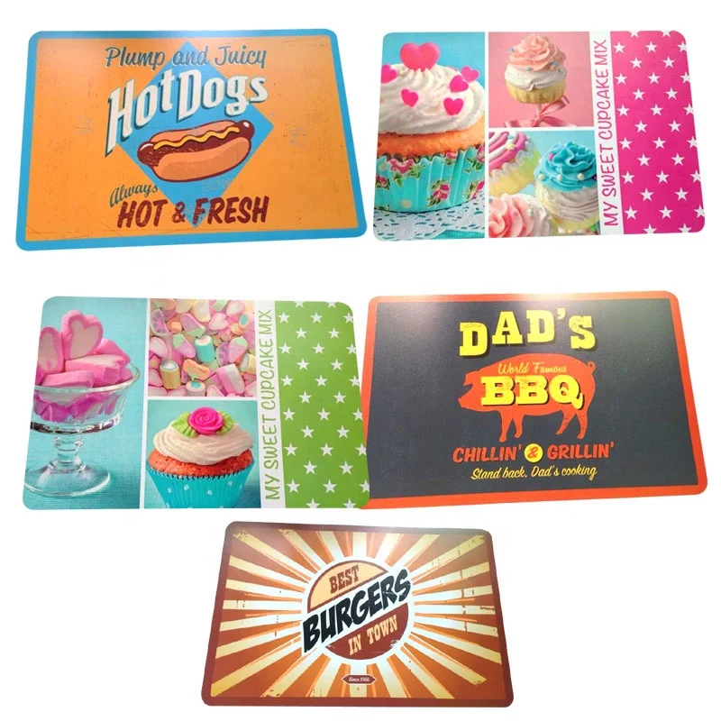 Simple Waterproof Non-slip Rectangular Frosted Placemat Advertising Plastic Printing Recycled Table Mat