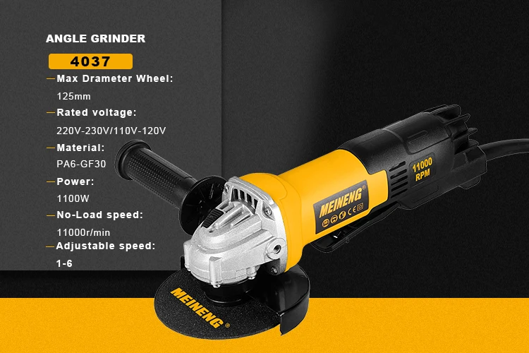 Professional 125mm Electric Angle Grinder Industrial Power Tool for Polishing Cutting & Polish Trigger Switch Type