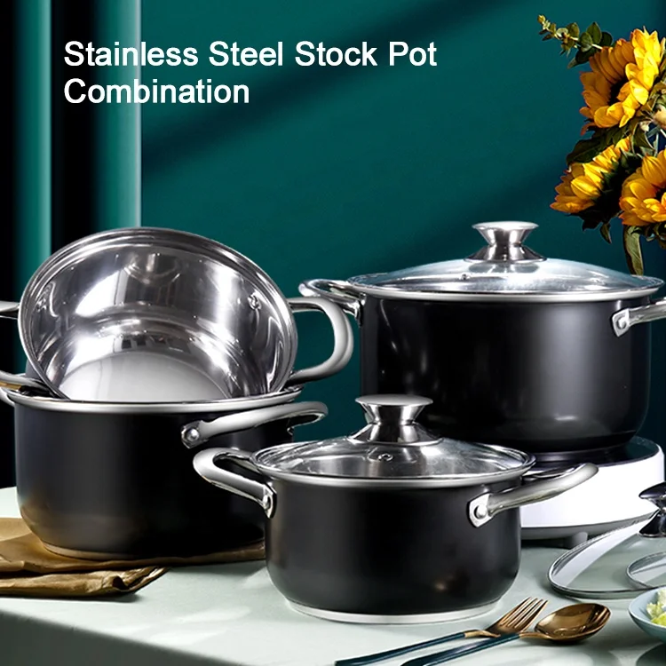 Hot Sale 8 Pcs Sets Of Pots Cookware Casserole Sets Stainless Steel Cooking Pot Sets With Glass Lids