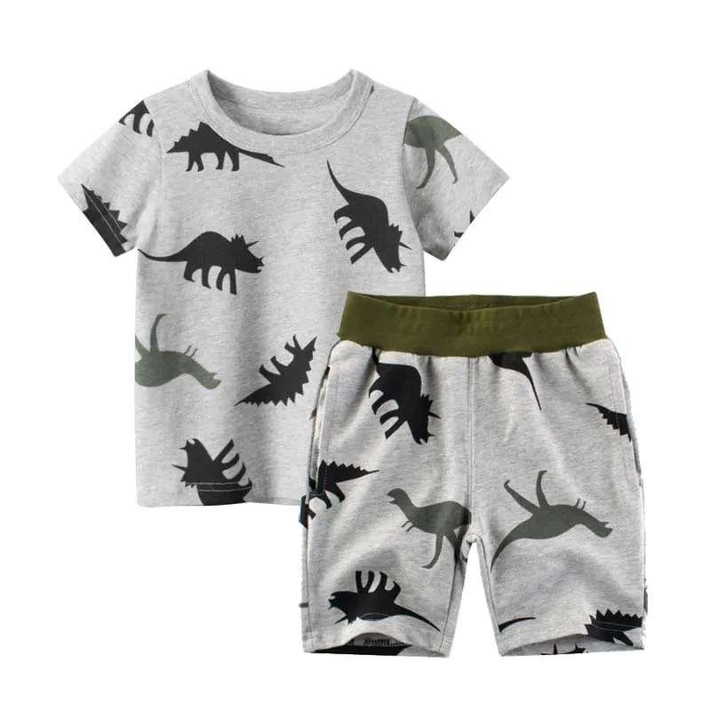 Оптовая продажа, Детская Хлопковая футболка и шорты для мальчиков и девочек, комплекты KBLS-031