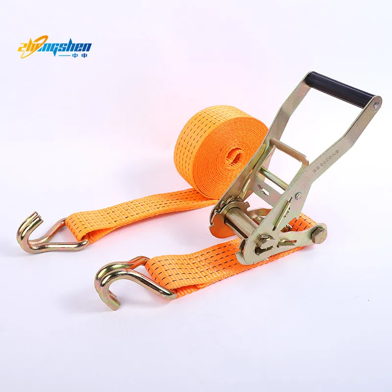 2 inch 4 inch 5 ton 10 ton Yellow Polyester Webbing Heavy Duty Winch Strap With Flat Hook