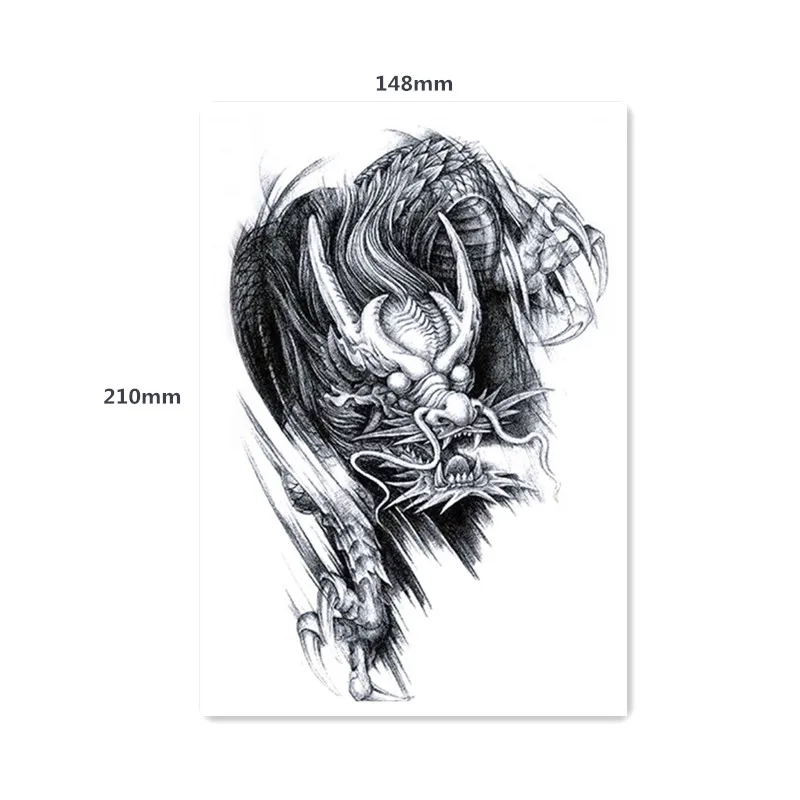 Customization Temporary Body Art Tattoo Sticker Water Transfer Dragon Stickers waterproof lasting 3D simulation