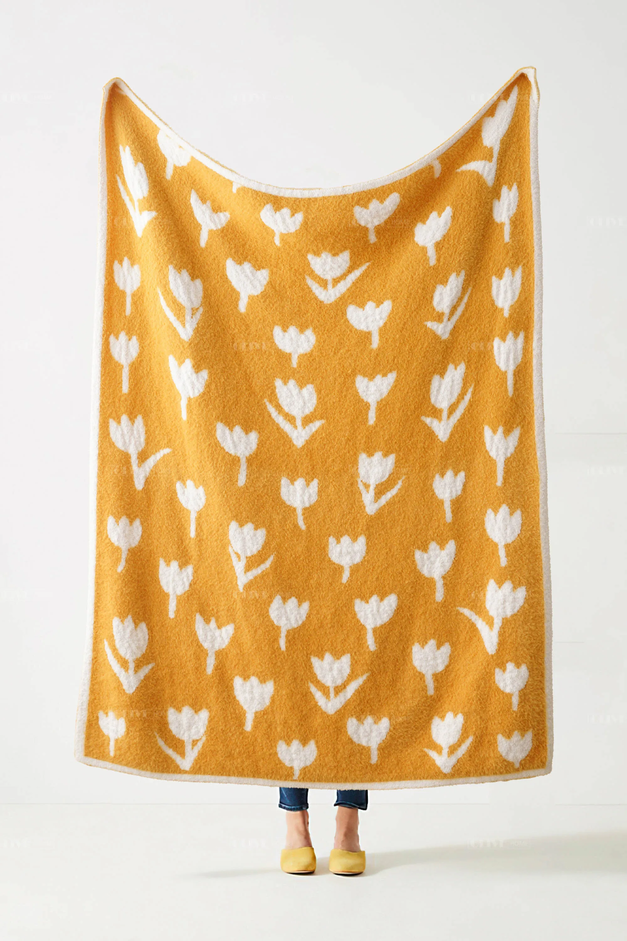 Microfiber Feather Yarn Ultra-Soft Fuzzy Pink Reversible Heavyweight Knitted Checkered Sofa Cover bed Throw Blankets