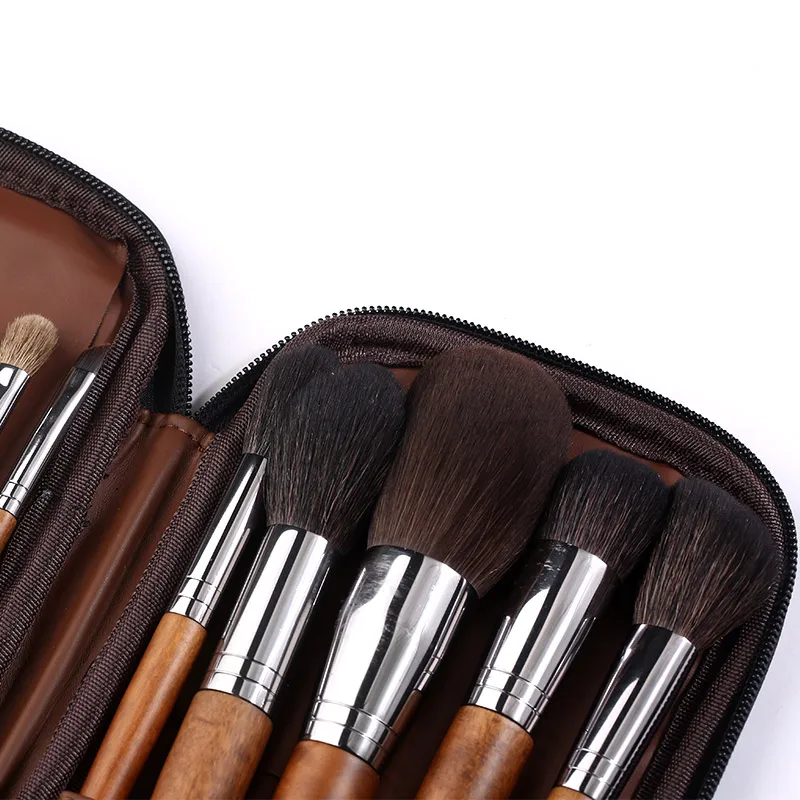 Wholesale 12pcs Black Goat Pony Hair Kabuki Vegan Custom Makeup Brush Private Label Make Up Brush Set With Bag