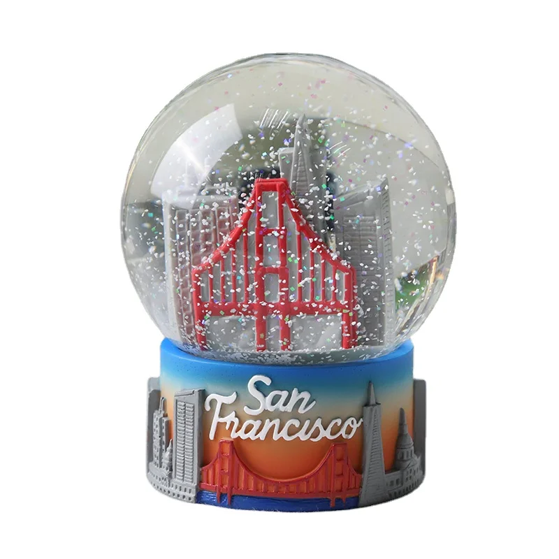 Resin Crafts Christmas Souvenirs Customized Snow Ball Resin Souvenir Custom Globe with Christmas Santa Claus and Plane