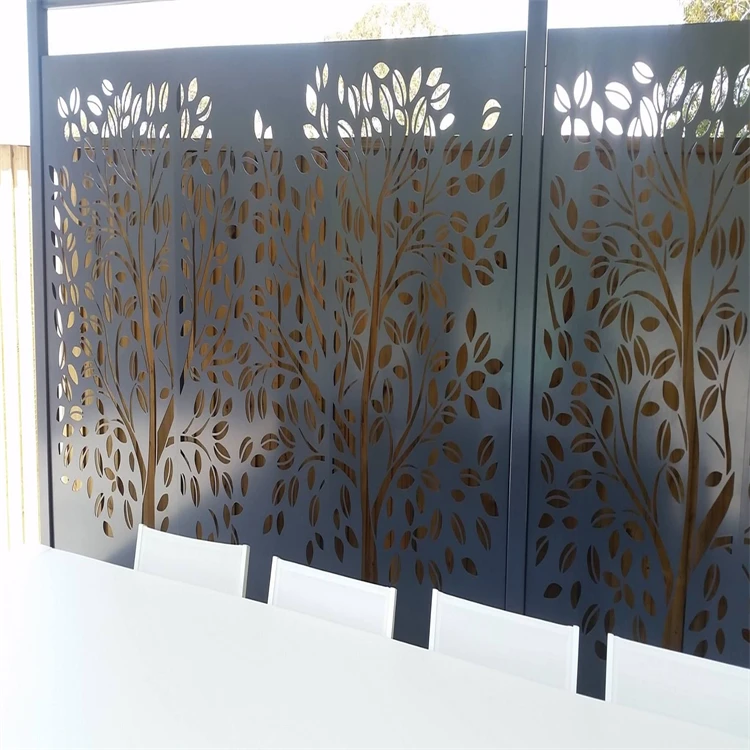 Trade Perforated Garden Metal Main Gate Design Cured Aluminum Wall Trellis Gates Laser Cut galvanized privacy metal fence