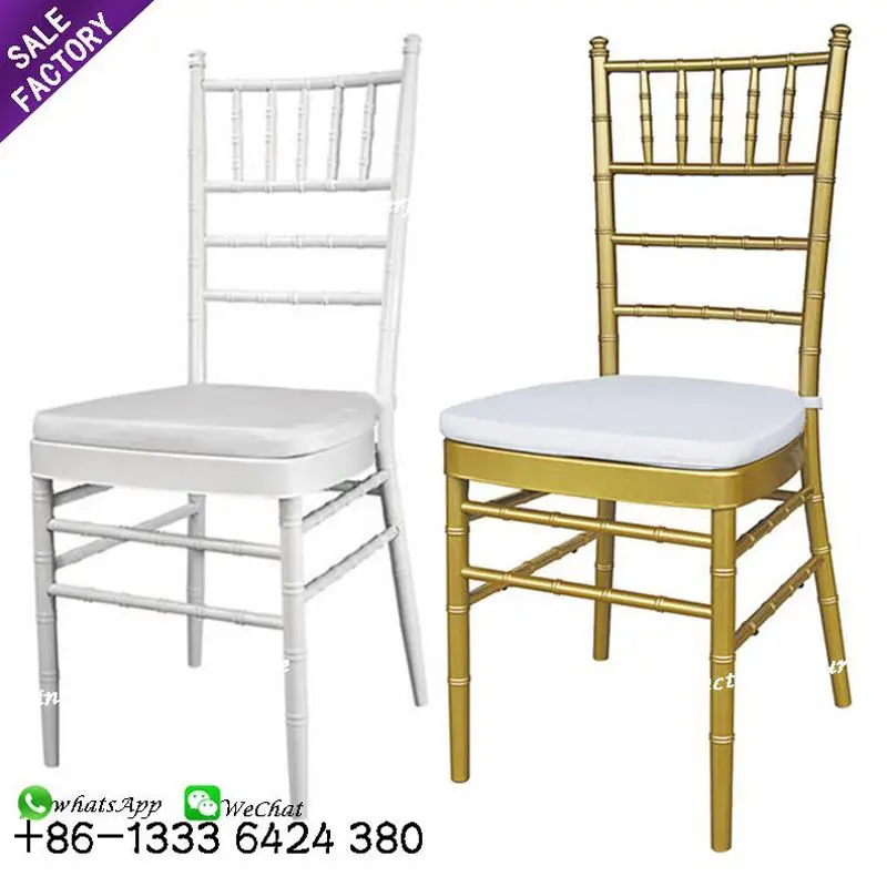 Supplies Event Furniture Metal Gold White Steel Chavari Chivari  Tiffany Chairs With Cushion For Wedding