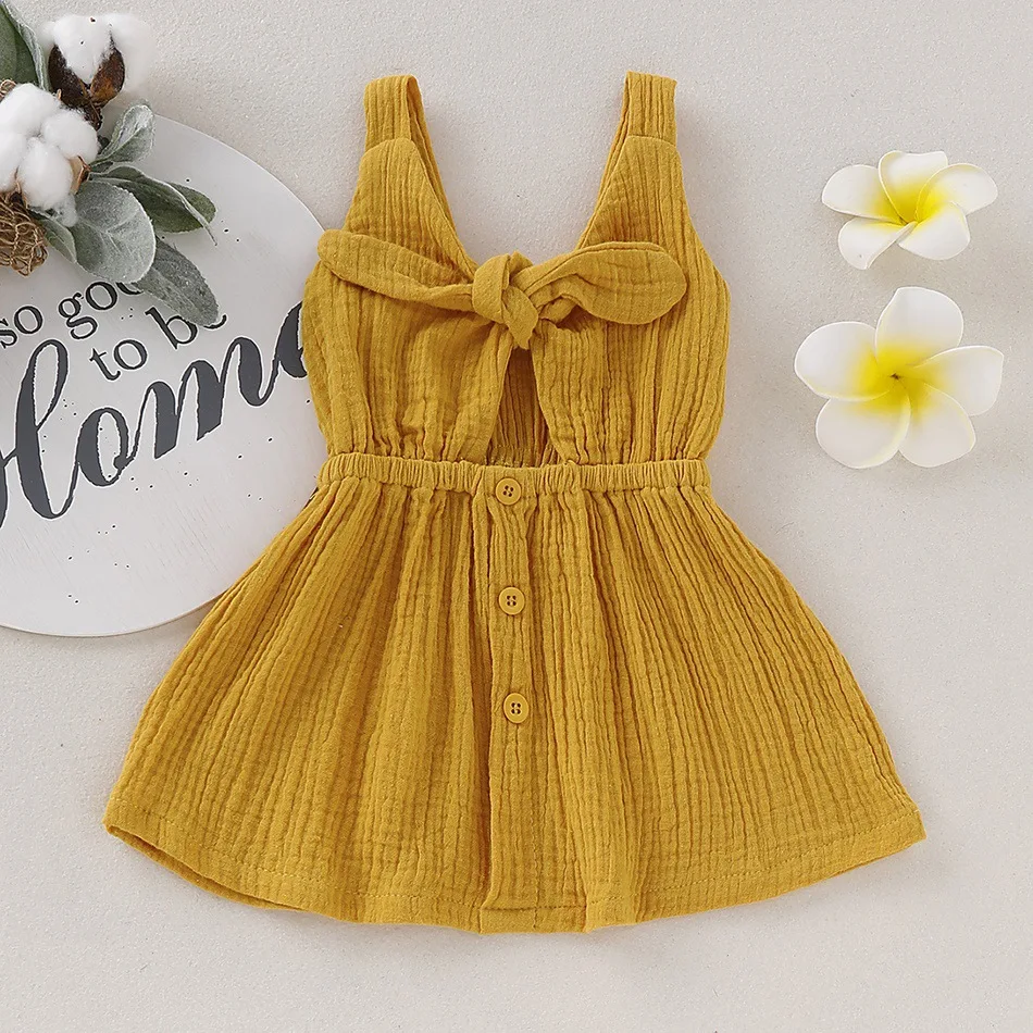 2019 Fashion girls dress Muslin cotton Suspender baby Summer dress