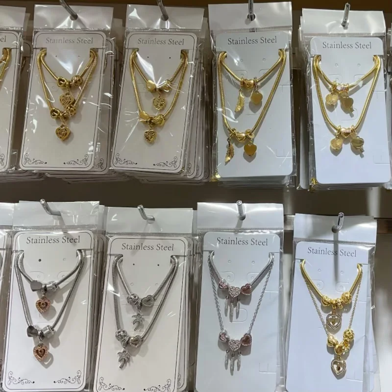 High quality hollow Life Tree glossy necklace Draw bracelet non-fading stainless steel jewelry set