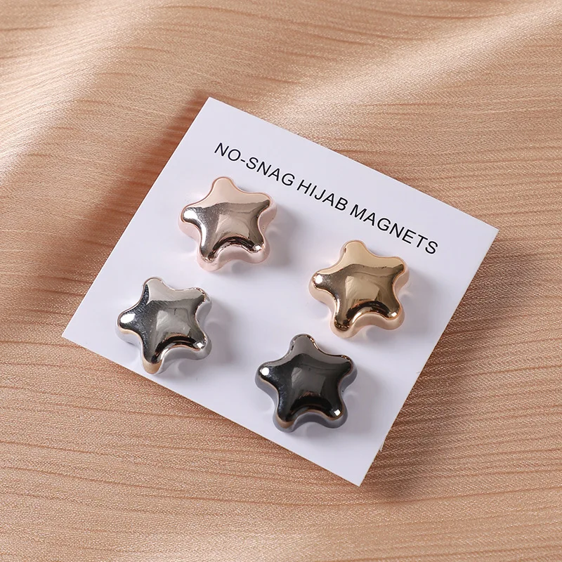 New Fancy Creative Heart Shape Magnetic Hijab Pins Muslim Women Star Brooch Scarves Pins Ladies Strong Magnet Hijab Pins Buckle