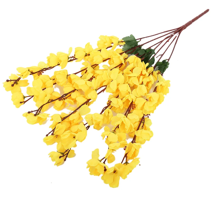 Export quality 65cm length artificial cherry blossom branch white pink silk peach flowers for decoration