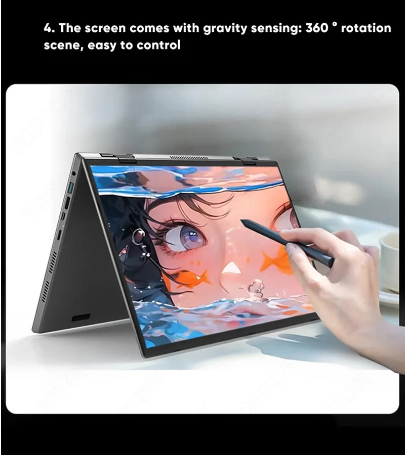 L14 12th Gen Intel N95 Dual Screen 360° Yoga Laptop 2 * 14 Inch 2.5K Touch IPS Win 11 Pro Mini PC 2 in 1 Notebook WiFi