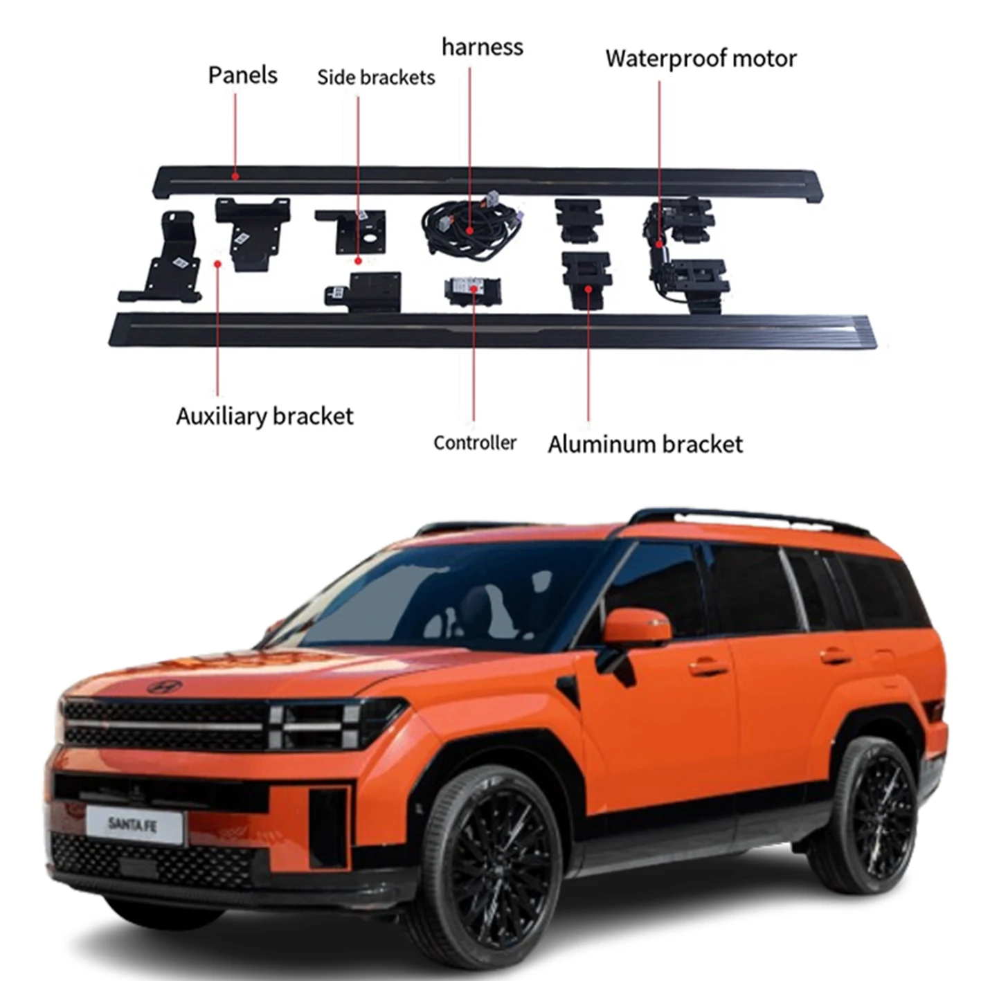 Customized aluminum alloy bracket car auto parts electric side step For Hyundai santa fe 2024 power running board