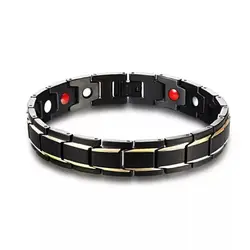 Wholesale Bangle Magnetic Bracelet Manufacturer Electroplated Black Magnet Germanium Titanium Steel Men Bracelet /