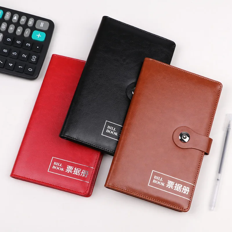 Wholesale Best Price PU Leather Deposit receipt storage Notebook Bill  folder