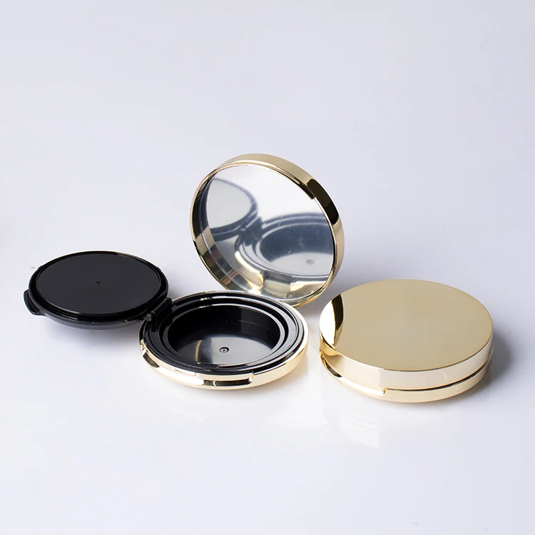 The brand new golden black round high quality replaceable empty plastic air cushion case foundation with mirror