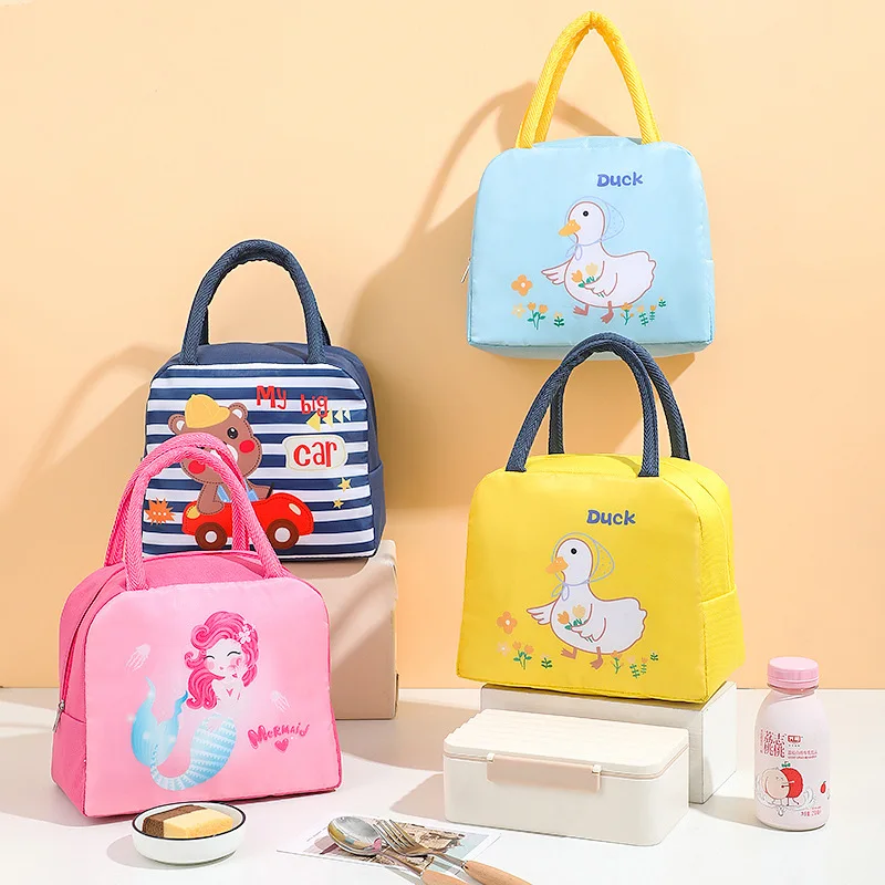 Wholesale 230Nylon Oxford aluminum Picnic Cooler Food portable Carton anime  Toddler insulated lunch box bag for School Kids