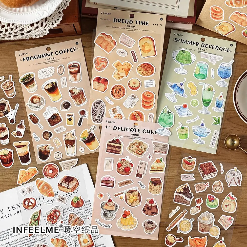 2 stickers per pack Sugar diary series dessert food handbook decorative base material stickers 4 models