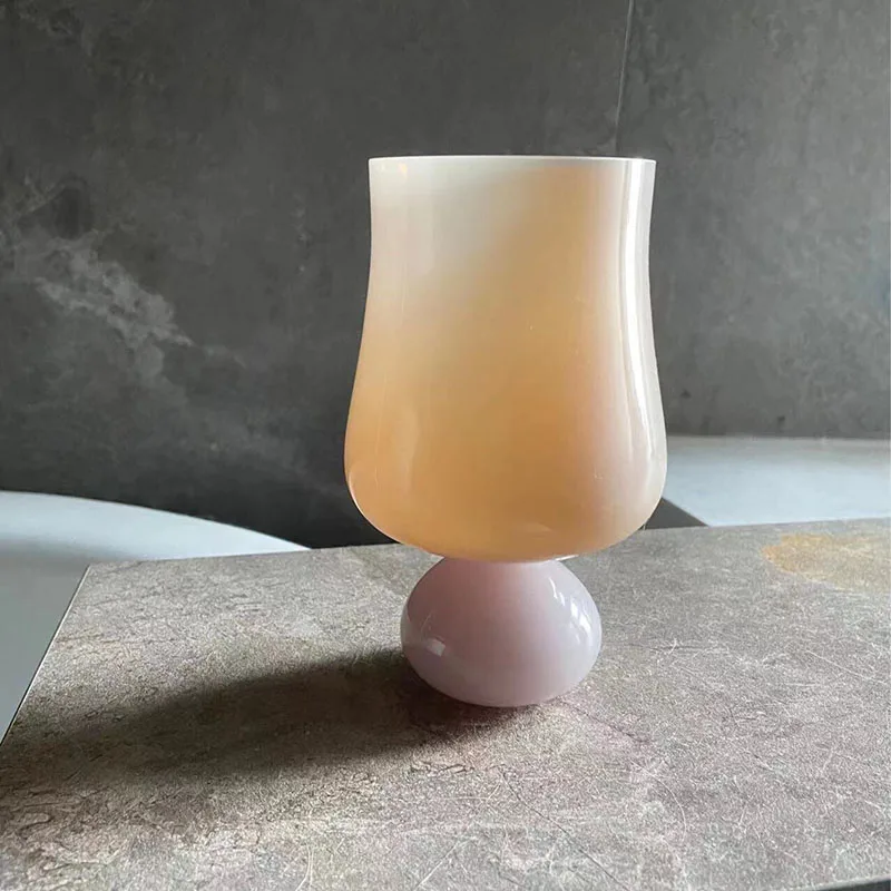 Vintage French Round Tulip Pink Wine Goblet Home Decor Restaurant Champagne Glass Kitchen Party Drink Water Coffee Glasses Cup