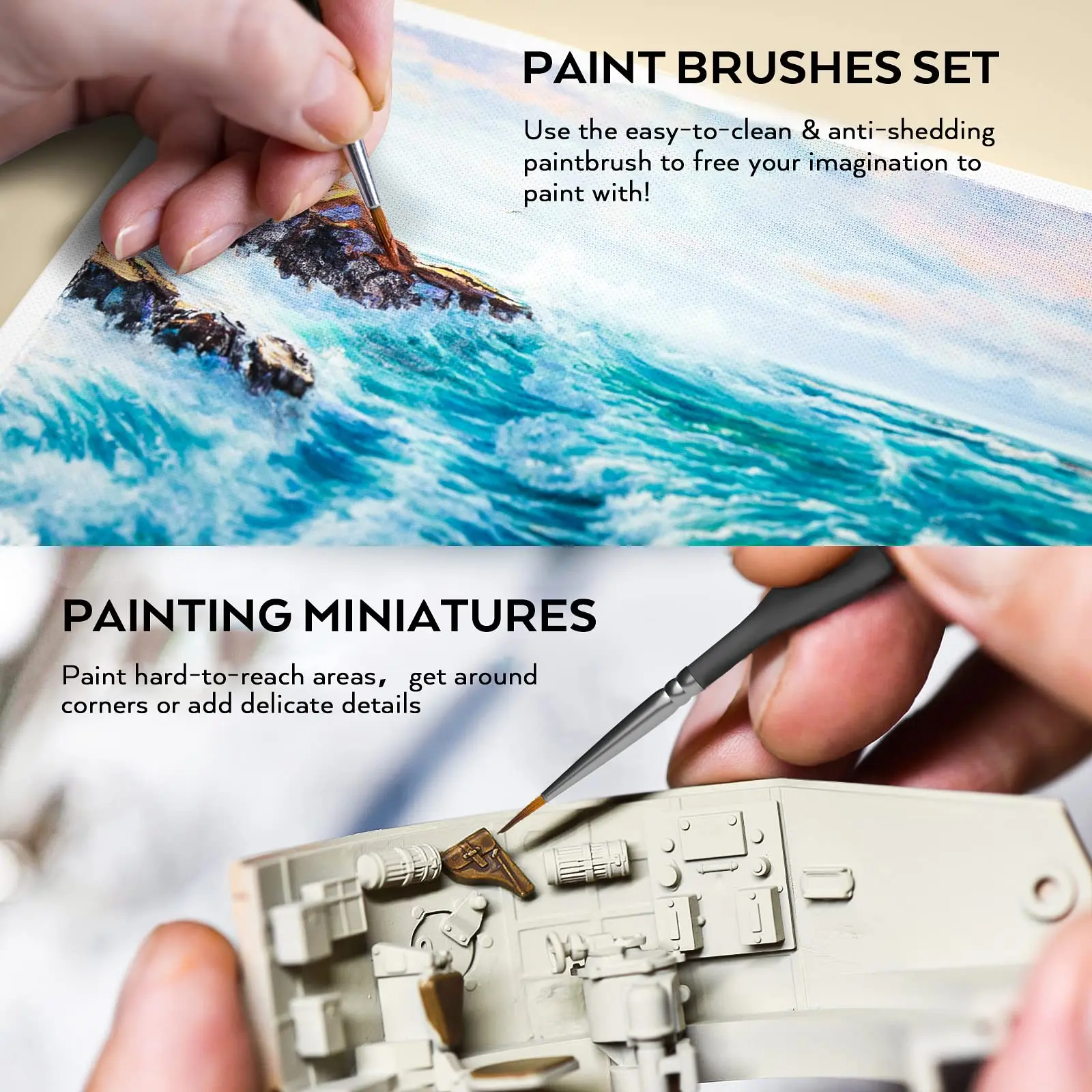 Miniature Painting Set Fine Detail Paint Brushes With Zipper Bag For Canvas Models Acrylic Watercolor Oil Ceramic