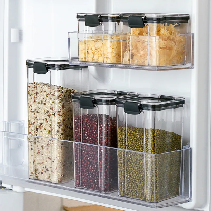 Plastic Stackable Food Storage Kitchen Sealed Plastic Jar Box Multigrain Tank Bottle Dried Fruit For Sugar Candy Containers