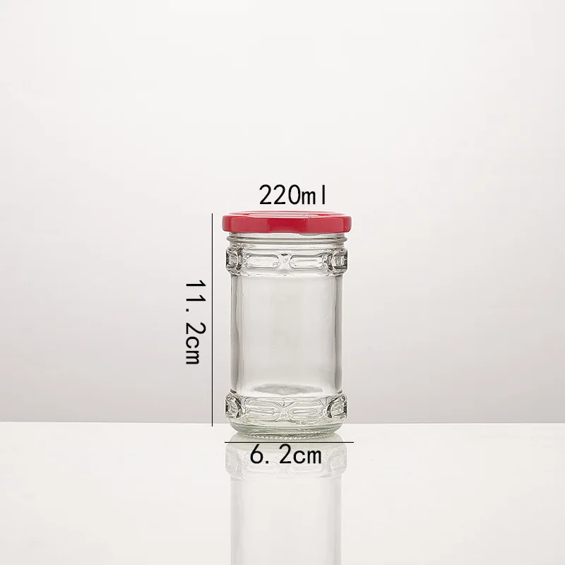 Wholesale 200ml 220ml 280ml Clear Round Empty Pepper Vegetable Jam Beef Sauce Glass Food Jar