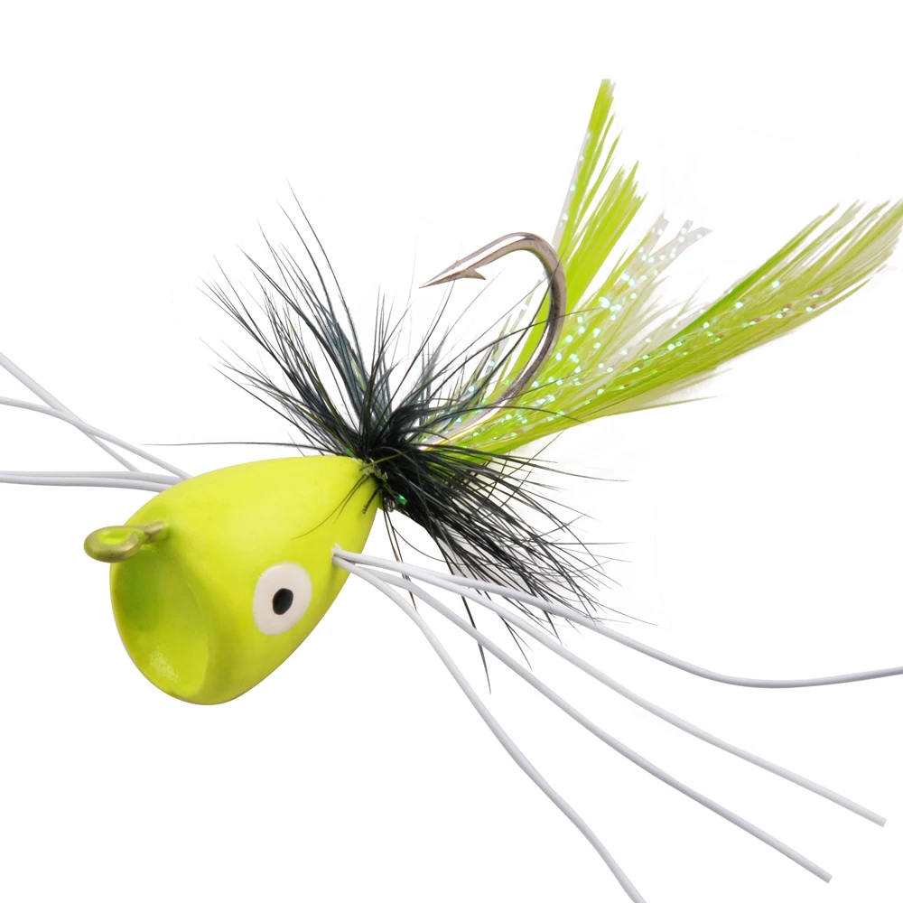 10Pcs Fly Fishing Poppers Topwater Bass Fishing Lures With Jig Head For Bluegill Bass Trout Salmon Artificial Popper Bait