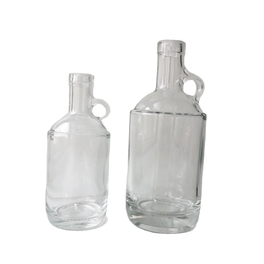 High Quality 750ml Empty Glass Bottle With Cork For Liquor,Vodka With Handle Bottles