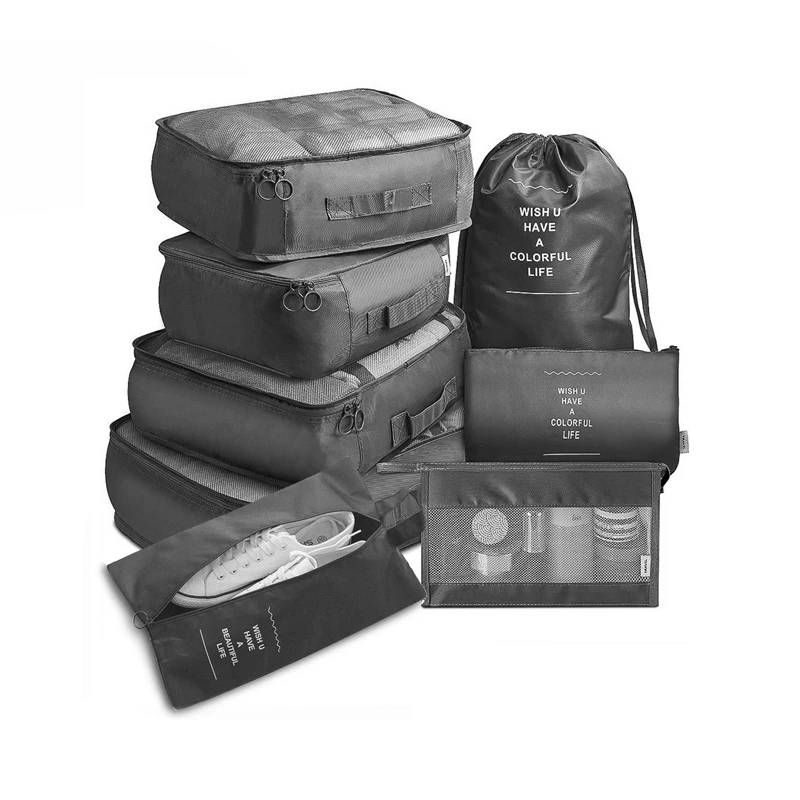 Изготовленный На Заказ Набор № 8 багаж сумка для хранения Организатор сетки складной чемодан Одежда Органайзер компрессионная упаковочная коробка Набор для путешествий